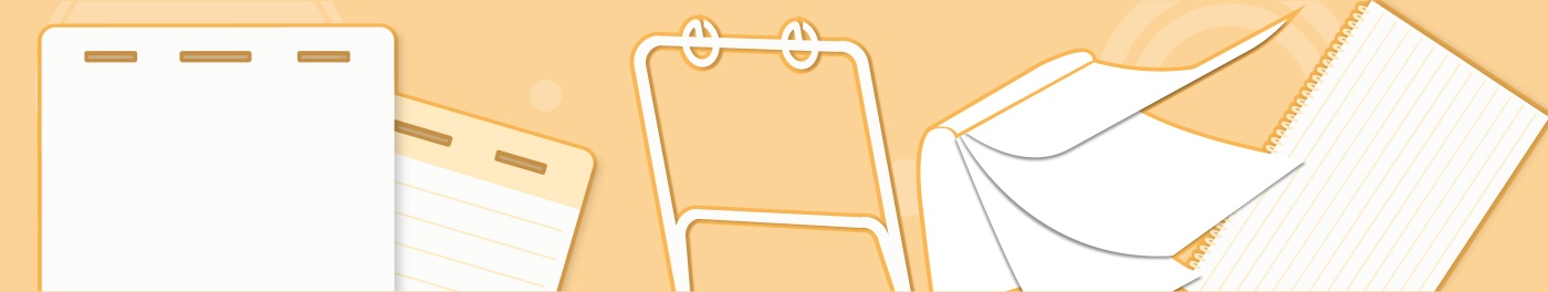 Various blank stationery designs on a soft orange background.